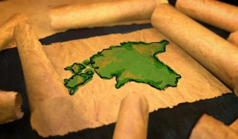Estonia Map Painting Unfolding Old Paper Scroll 3D 스톡 일러스트