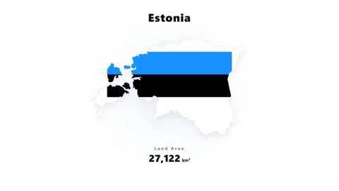 Estonia map silhouette with blue black white tricolor flag bands arranged Stock Footage 345642953