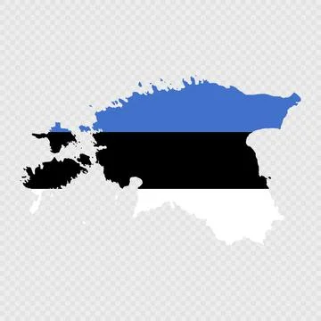 Estonia map silhouette with flag. Stock Illustration