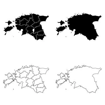 Estonia Outline and Solid Fill Map Set. 스톡 일러스트