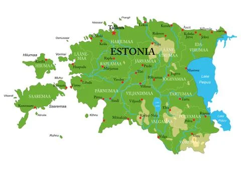 Estonia physical map Stock Illustration