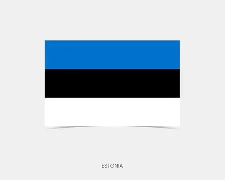 Estonia Rectangle flag icon with shadow. Stock Illustration
