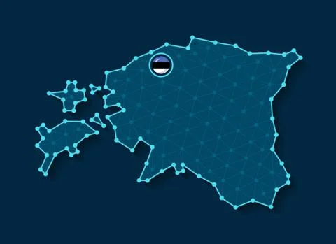 Estonia simplified vector map in a digital blue design Illustrazione stock