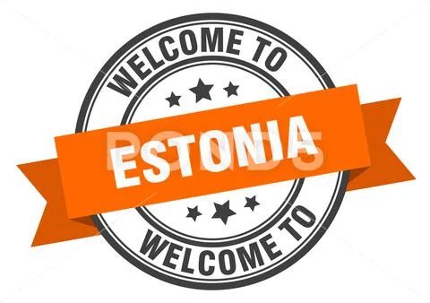 Estonia stamp. welcome to Estonia orange sign Stock Illustration
