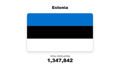 Estonia total population increasing with national flag animation Stock Footage 346503285