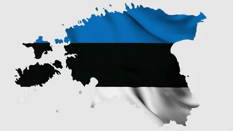 Estonia waving flag map with alpha channel and seamless loop Stock Footage 171908289