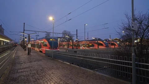 Estonian Commuter Trains Stock Footage 329880237
