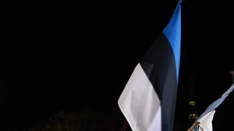 Estonian flag at night sky Stock Footage 103481063