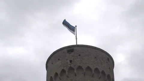 The Estonian flag on the tower Stock Footage 94335859