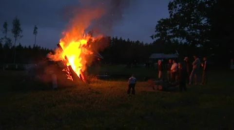 Estonian midsummer fire Stock Footage 836658