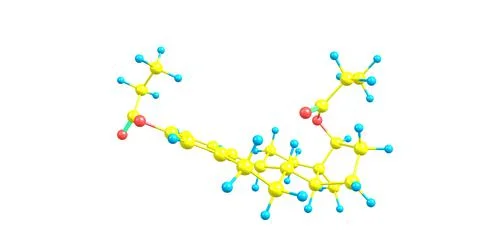Estradiol dipropionate molecular structure isolated on white Stock Illustration