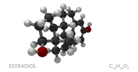 Estradiol molecule, rotating seamless loop, 3d animation, 4k 30fps Stock Footage 91877248