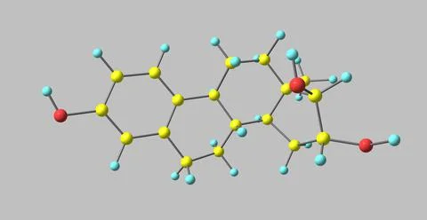 Estriol molecular structure isolated on grey Stock Illustration