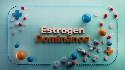Estrogen Dominance text animation on 3D medical background Stock Footage 314718015