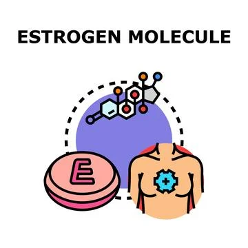 Estrogen hormone molecule structure affecting female health Stock Illustration