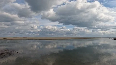 Estuary of the Kamchia River at the confluence with the Black Sea Stock Footage 169110153