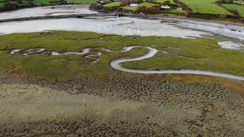 Estuary Low Tide Stock Footage 97625312