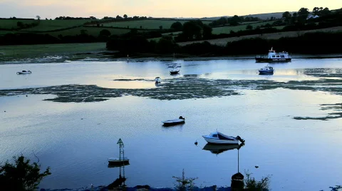  Estuary nr Kingsbridge Devon at sunset Stock Footage 875079