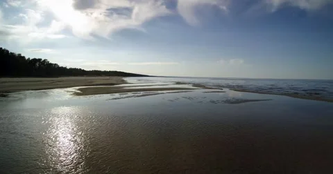 Estuary of small river in gulf of Riga, Baltic sea. Stock-Footage 63110654