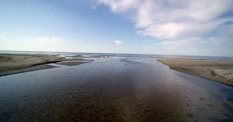 Estuary of small river in gulf of Riga, Baltic sea. Stock Footage 63110658