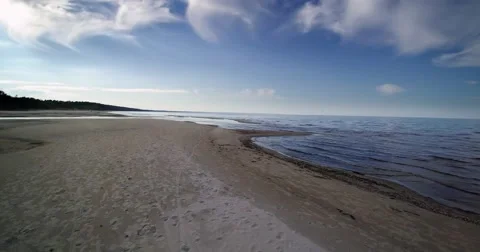 Estuary of small river in gulf of Riga, Baltic sea. Stock Footage 63110660