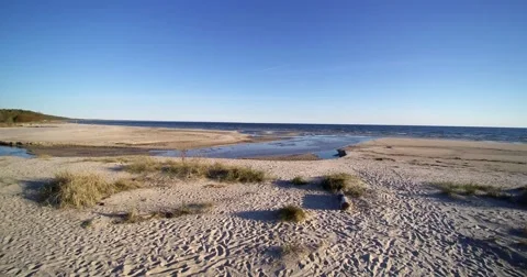 Estuary of small river, gulf of Riga, Baltic sea. Stock Footage 63116258