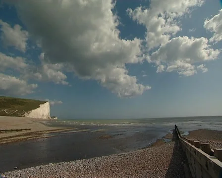 Estuary with white Cliffs Stock Footage 32529281