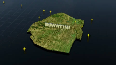Eswatini 3D Map With Animation Video stock 305934843