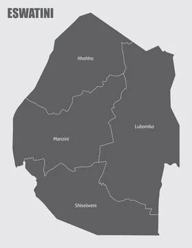 Eswatini administrative map Stock Illustration