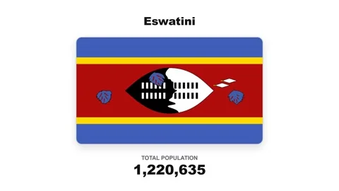 Eswatini - Flag And Population Statistics - Digital Graphics Stock Footage 342624367