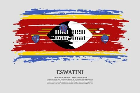 ESwatini flag with brush stroke effect and information text poster, vector Stock Illustration