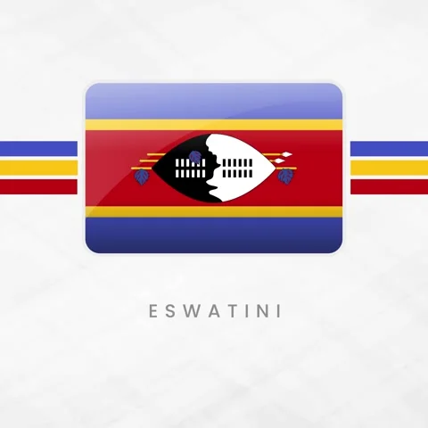 Eswatini Flag Button Animation: 3D Glossy Swaziland National Symbol and Tri.. Stock Footage 330952326