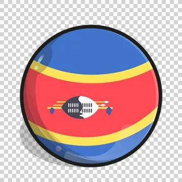 Eswatini Flag Button Blue, Yellow, Red, and Shield Emblem 库存插图