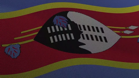 Eswatini Flag Digital Particle Waving Seamless Loop Animation on Black Back.. Stock Footage 339302488