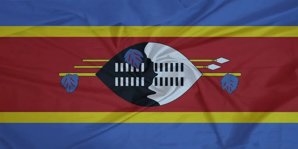 Eswatini Flag fabric rippling in the wind Stock Photos