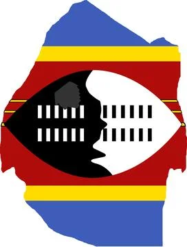 Eswatini Flag in Map, Eswatini Map with Flag, Country Map, Eswatini with Fl.. Stock Illustration