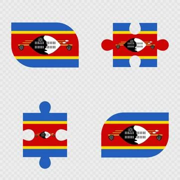 Eswatini Flag Rounded Shapes and Puzzle Set. Stock Illustration