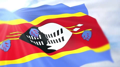 Eswatini Flag Seamless Loop 4k 60fps on Sky Background Stock Footage 340624238