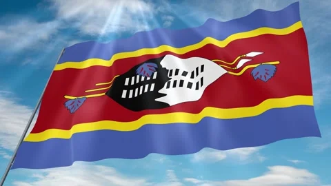 Eswatini Flag Seamless Loop 4k 60fps on Sky Background Stock Footage 341756761