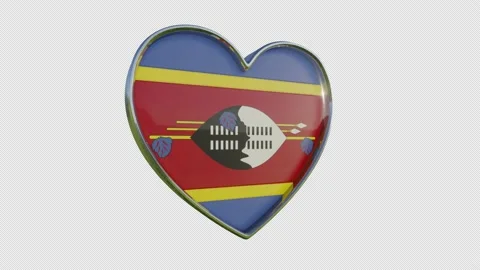 Eswatini Flag in the Shape of 3D Heart. Video stock 140187058