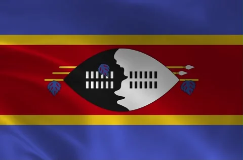 Eswatini National Flag Waving Loop: Realistic 3D Fabric Animation of the Sw.. Stock Footage 325388465