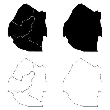 Eswatini Outline and Solid Fill Map Set. 스톡 일러스트