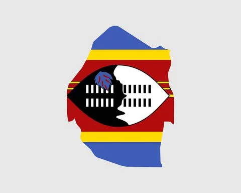 Eswatini Swaziland Flag Map. Map of the Kingdom of Eswatini with banner. Stock Illustration