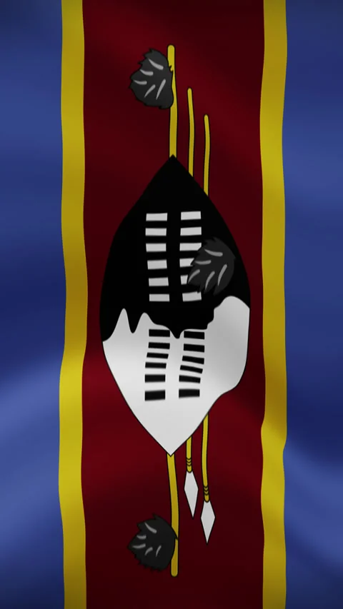Eswatini Waving Flag in Vertical Orientation – Realistic Loop Animation Stock Footage 294949513