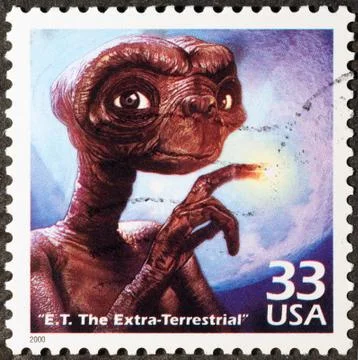 E.T. the Extraterrestrial on american postage stamp Stock Photos