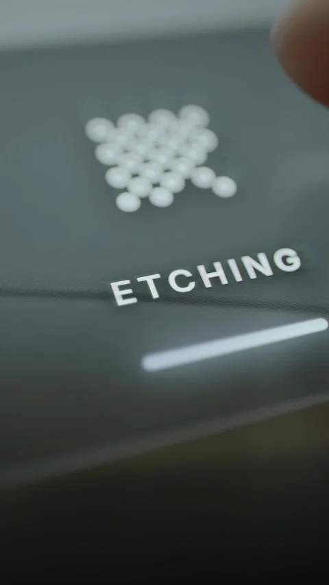 Etching control tile responds beneath particle symbol Stock Footage 346023711