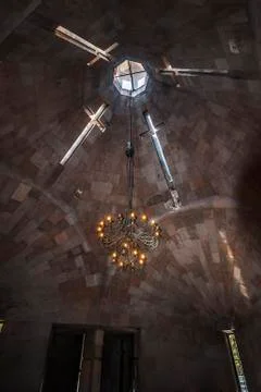 Etchmiadzin monastery complex. The interior of the baptistery. Stock Photos