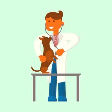 Eterinarian examining a dog Stock Illustration