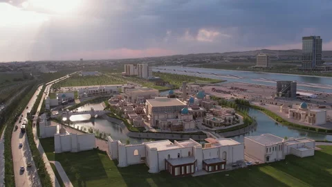 Eternal City in the rays of the setting sun, Silk Road Samarkand, Uzbekistan - Stock Footage 252957997