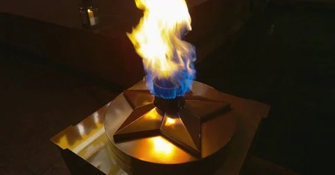 Eternal Fire On Memorial Grave Of Unknown Soldier Of Second World War Stock Footage 72872025
